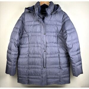 LAND'S END Puffer Jacket Women's Size XL Blue Down Insulated Hooded Coat